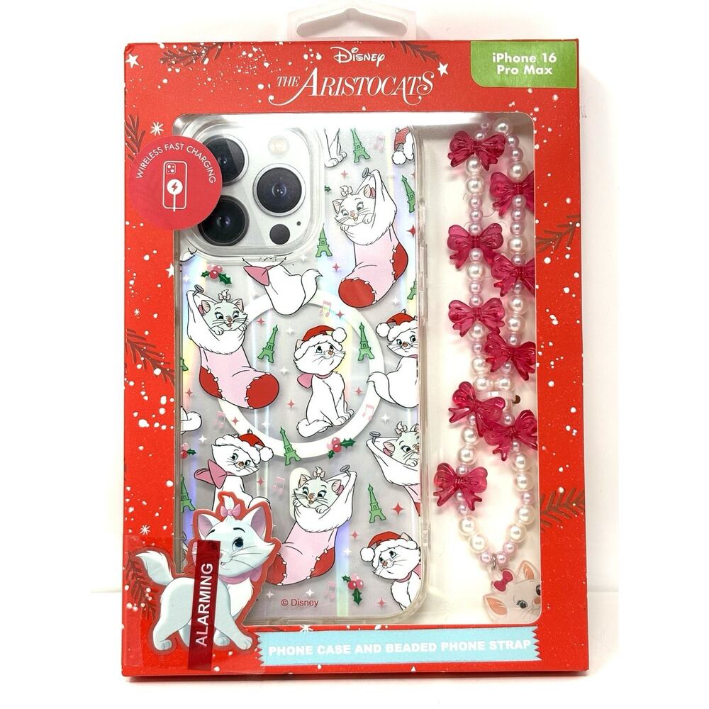 Disney Marie Aristocats Skinnydip iPhone 16 Pro Max Case Beaded Strap Christmas